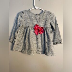 Item 83 Kidgets Gray Sequin Sweater Top with Pink Satin Bow